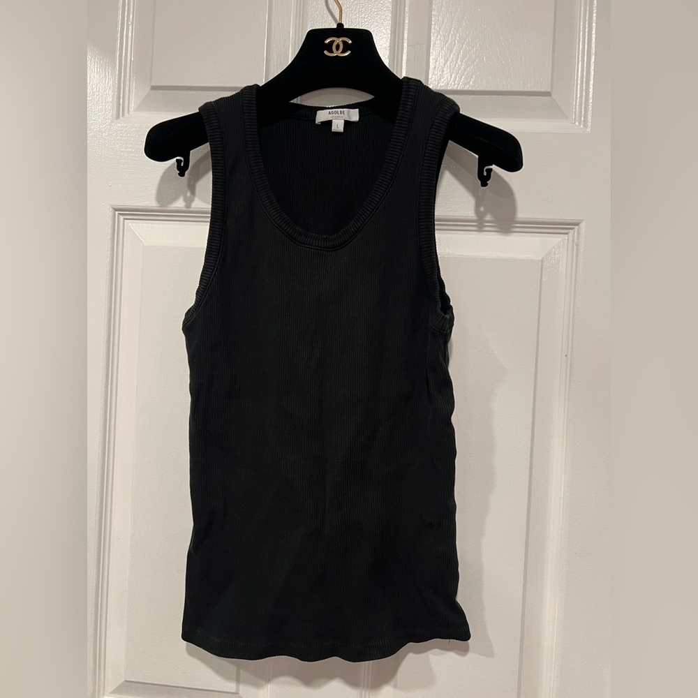 AGOLDE Poppy Scoop Neck Tank Top Black Size L excellent condition Neiman Marcus - Picture 2 of 14